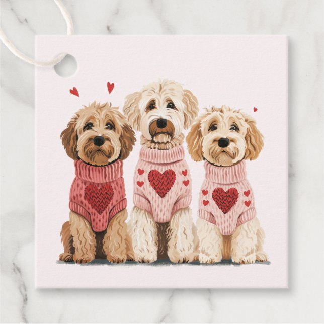 Valentines Goldendoodle Hunde Geschenkanhänger (Vorderseite)