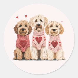 Valentines Goldendoodle Hunde Runder Aufkleber