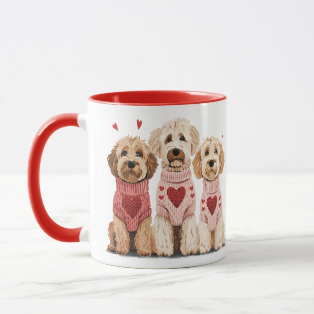 Valentines Goldendoodle Hunde Tasse (Links)