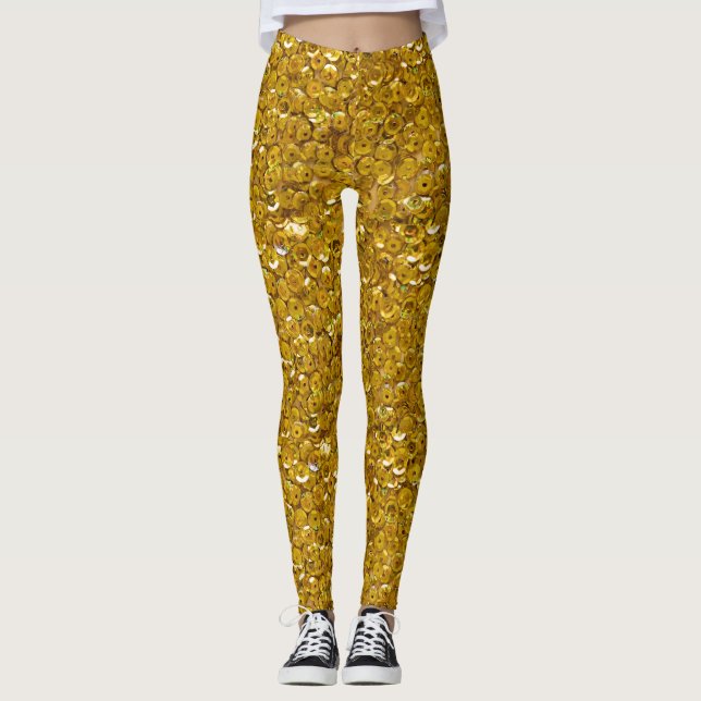 Valentines goldenes Glitzer Muster Leggings (Vorderseite)