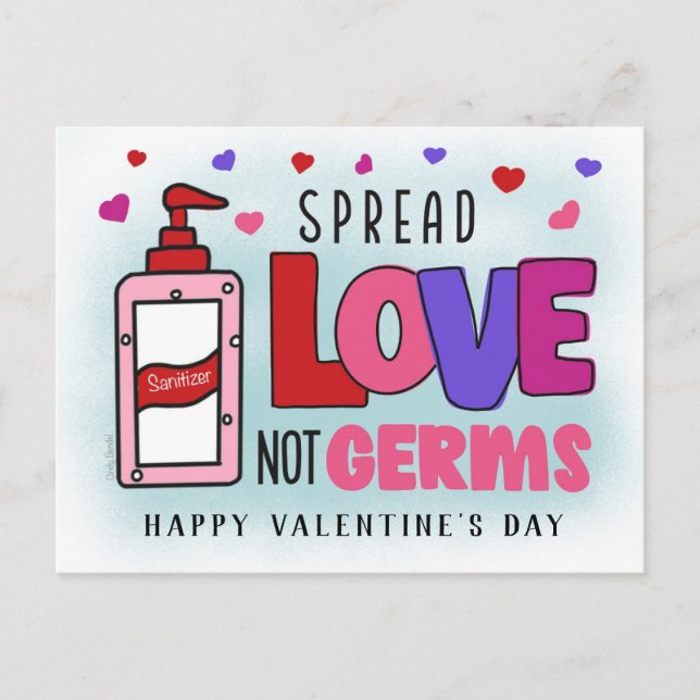 Valentines Hand Sanitizer verbreitet Liebe nicht K Postkarte (Vorderseite)