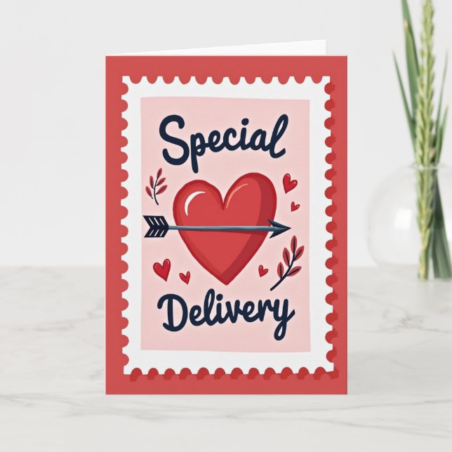 Valentines Heart Delivery Card Karte (Vorderseite)