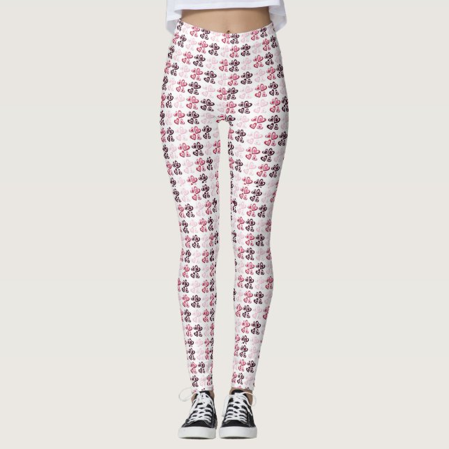 Valentines Heart Design Ladys Leggings (Vorderseite)