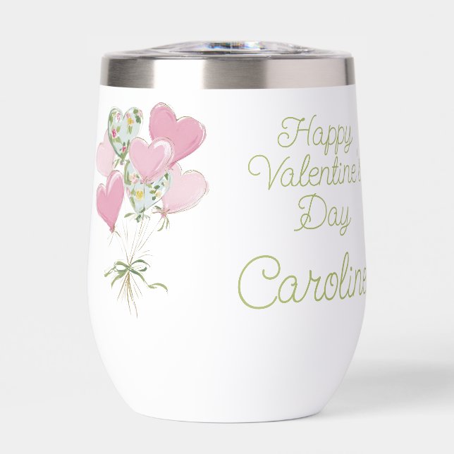 Valentine's Heart Pink and Green Heart Balloons (Vorderseite)