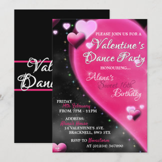 Valentine's Heart Sweet 16 Dance Party Einladungen