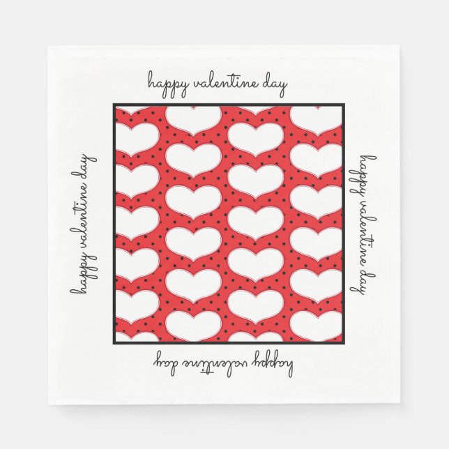 Valentines Hearts and Polka Dots Paper Napkin Serviette (Vorderseite)