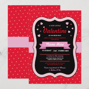 Valentines Hearts Baby Dusche Girl Liebe Roter Ros Einladung