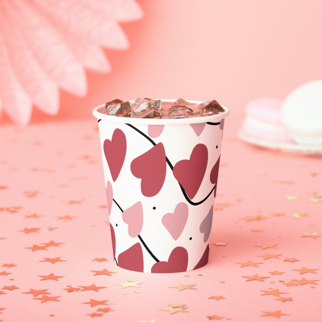 Valentines Hearts Doodles Dots Muster Pappbecher (Insitu)