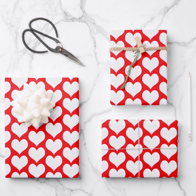 Valentines Hearts Geschenkpapier Set (Vorderseite)