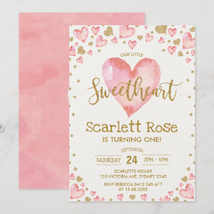 Valentines Hearts Sweetheart 1. Geburtstag Einladu Einladung