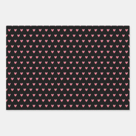 Valentines Herz auf Schwarz und auf Weiß mit Rosa Geschenkpapier Set