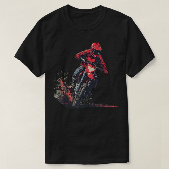 Valentines Herzkostüm mit coolem Dreck-Bike und T-Shirt (Design vorne)