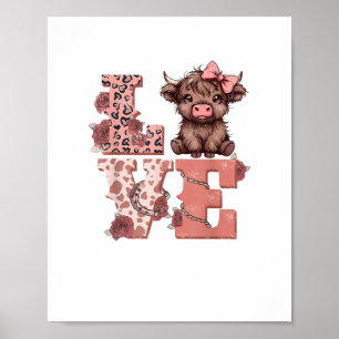 Valentines Highland Cow Liebe Shirt Cow Lover Girl Poster