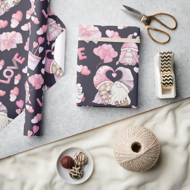 Valentines in Liebe Wrapping Paper Geschenkpapier (Kunsthandwerk)