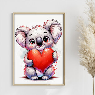 Valentines Koala Niedliches Koala Herz individuell Poster