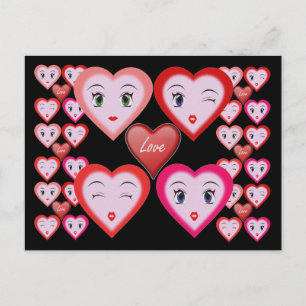 Valentines Liebe Candy Hearts and Faces Postkarte