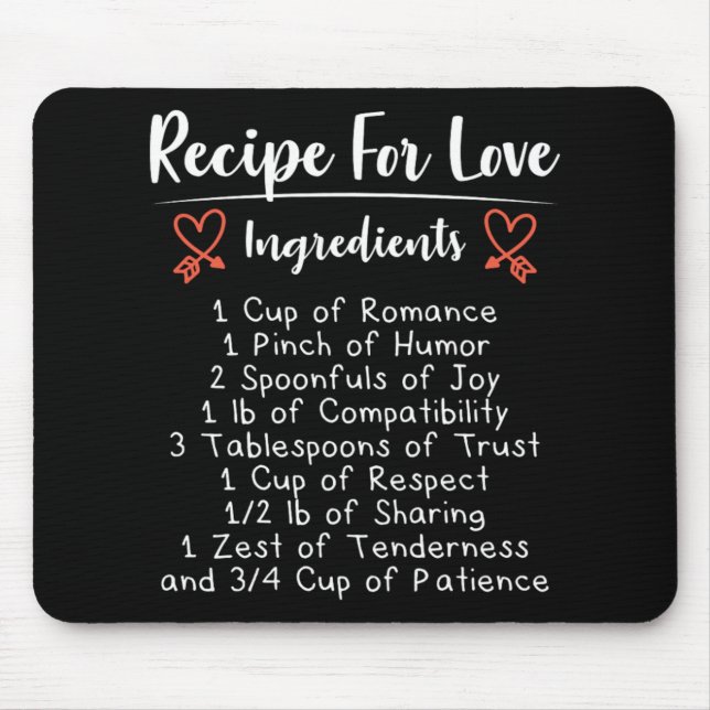 Valentines Liebe Gedicht Rezept für Liebe Romantis Mousepad (Vorne)