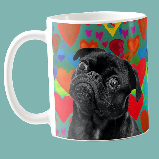 Valentines Liebe Herz Foto Mops Dog Kaffeetasse (Von Creator hochgeladen)