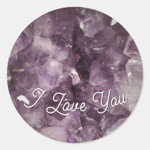 Valentines Lila Amethyst Crystal Runder Aufkleber