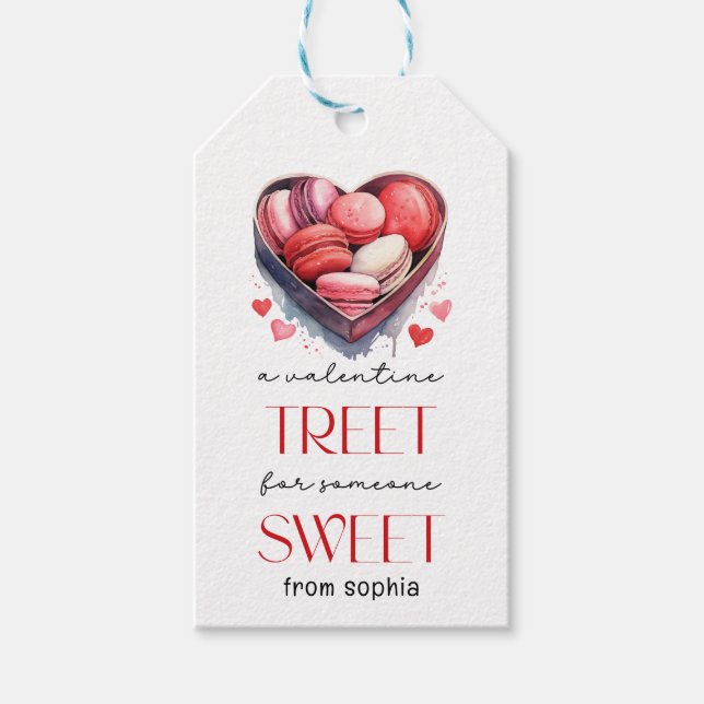Valentines macarons red pink Tag Geschenkanhänger (Vorderseite)
