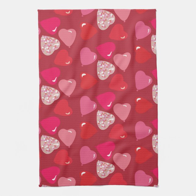 Valentines Mini Herd Balloons Rotes Rosa Handtuch (Vertikal)