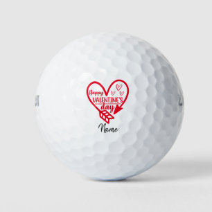 Valentine's mit rotem Herzen zu Golfer Golf Balls Golfball