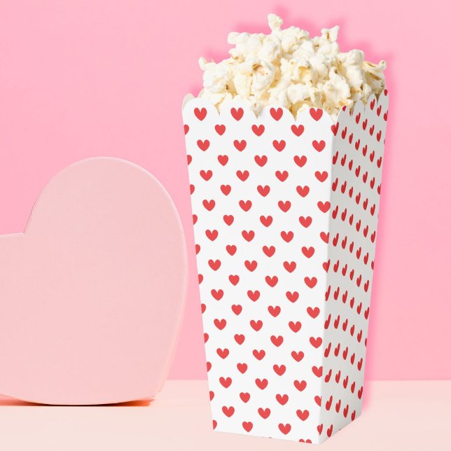Valentines Movie Night Red Heart Pattern Geschenkschachtel (galentines day girls party snack heart pattern popcorn box)