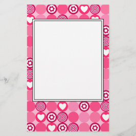Valentines Niedliches rosa Herz- und Blume Dots Mu Briefpapier