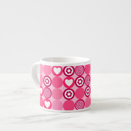 Valentines Niedliches rosa Herz- und Blume Dots Mu Espressotasse