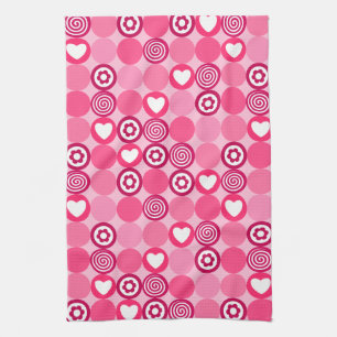 Valentines Niedliches rosa Herz- und Blume Dots Mu Handtuch