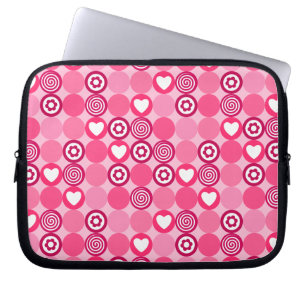 Valentines Niedliches rosa Herz- und Blume Dots Mu Laptopschutzhülle