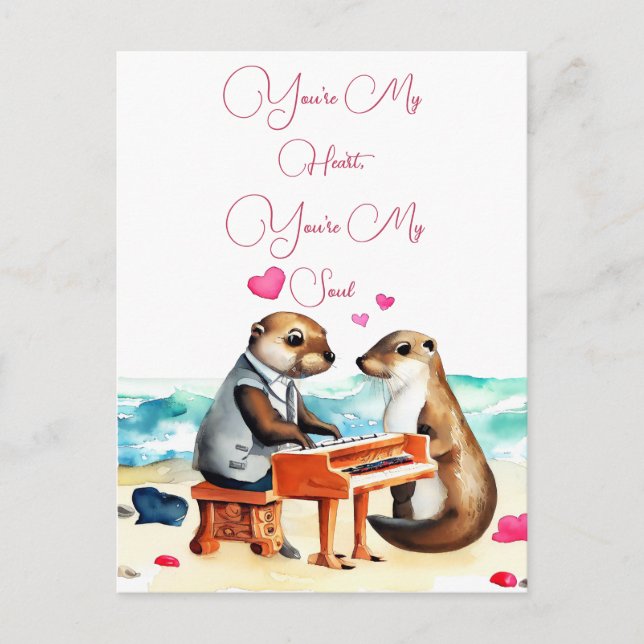 Valentines Otter Grußkarte Postkarte (Vorderseite)