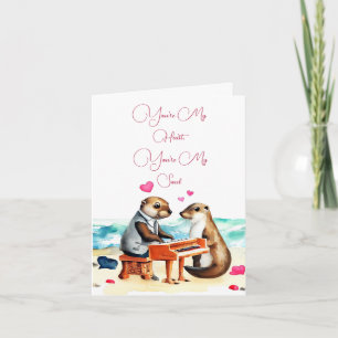 Valentines Otters Grußkarte