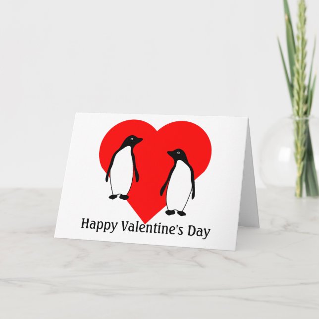Valentines Penguin Liebe Verwandte Grußkarte Feiertagskarte (Vorderseite)