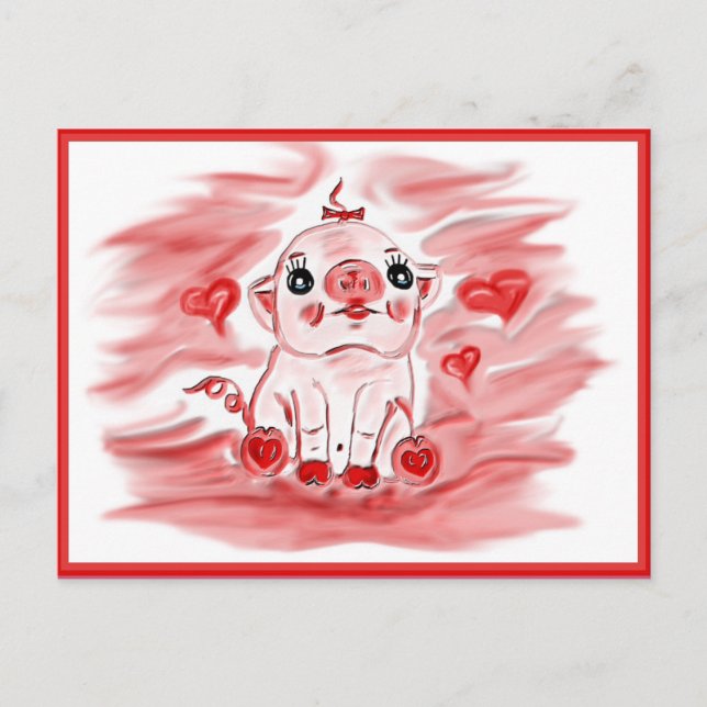 valentines pig postcard feiertagspostkarte (Vorderseite)