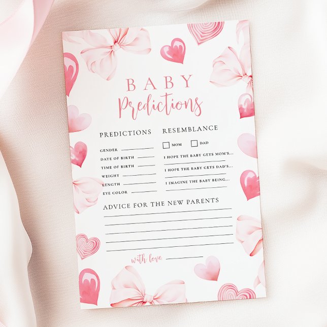 Valentine's Pink Bow Baby Shower Prediction Game (Von Creator hochgeladen)
