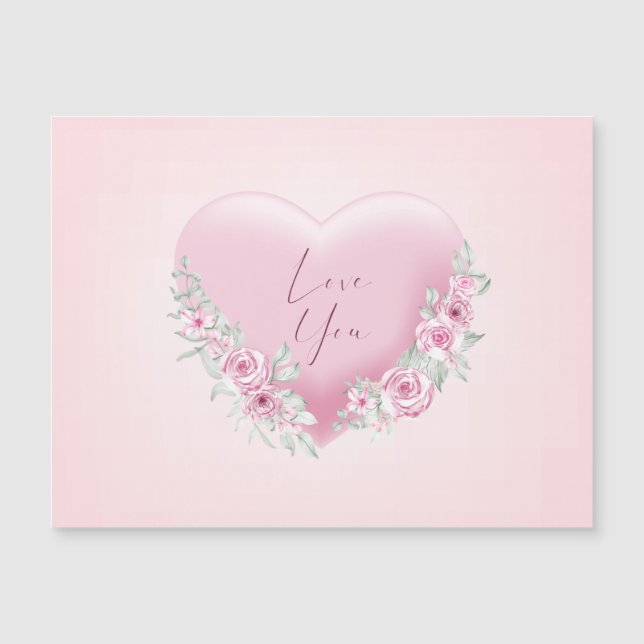 Valentines Pink Heart Magnetkarte (Vorderseite)
