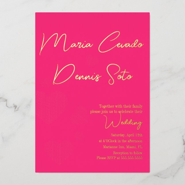 Valentines Pink Hearts Floating Wedding Folieneinladung (Vorderseite)