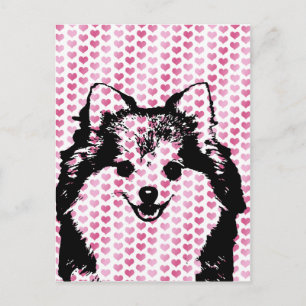 Valentines - Pomeranian Silhouette Feiertagspostkarte