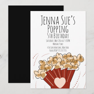 Valentines Popcorn Movie Outdoor Party Geburtstag Einladung