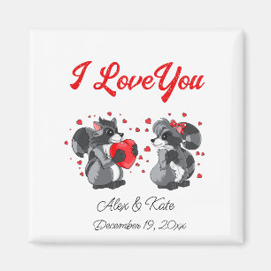 Valentines Raccoon Grußkarte Magnet
