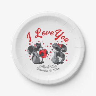 Valentines Raccoon Pappteller