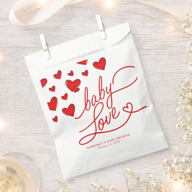 Valentine's Red Hearts Baby Liebe Baby Shower Geschenktütchen (Ausgeschnitten)