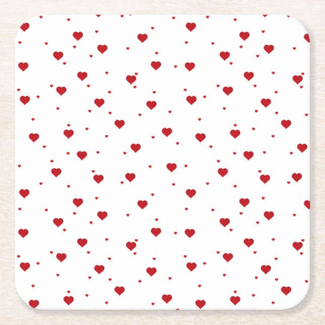 Valentines Red Hearts Pattern Rechteckiger Pappuntersetzer (Vorderseite)