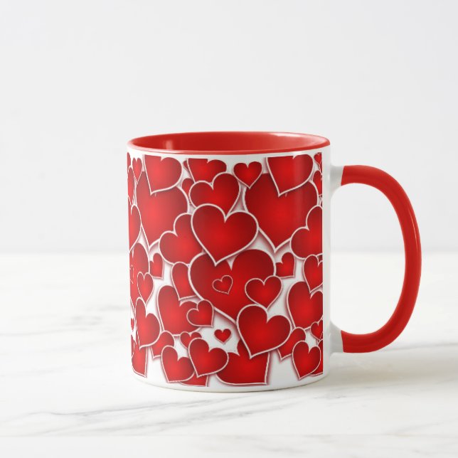 Valentines Red Hearts Tasse (Rechts)