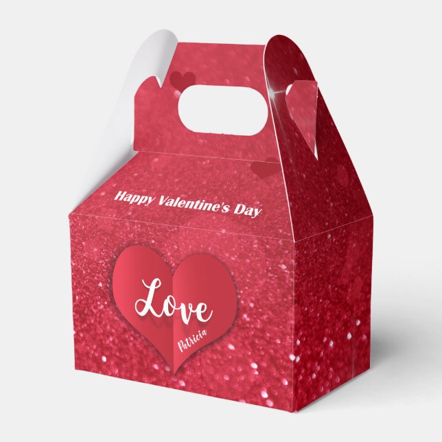Valentines Red Paper Herz Glitzer Bevorzugung Box  Geschenkschachtel (Vorderseite)