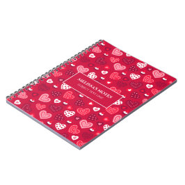 Valentine's Red & White Hearts Muster Notebook Notizblock