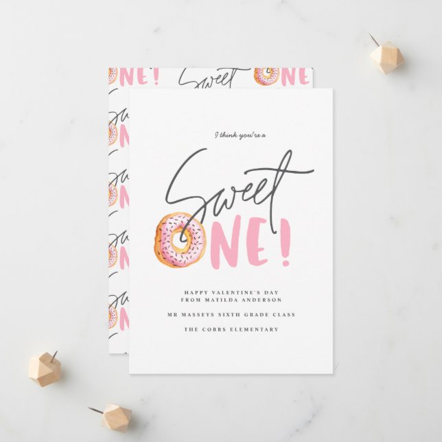 Valentines rosa gürtig Donut süß ein moderner Ankündigung (Vorderseite/Rückseite Beispiel)