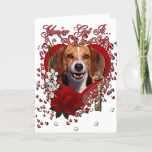 Valentines - Schlüssel zu meinem Herzen - Beagle Feiertagskarte