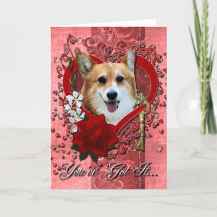 Valentines - Schlüssel zu meinem Herzen - Corgi -  Feiertagskarte